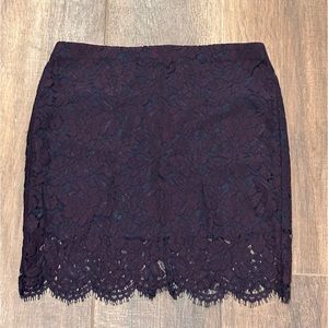 Banana Republic Lace Pencil Purple/ Navy Skirt NWT Sz 12P $79